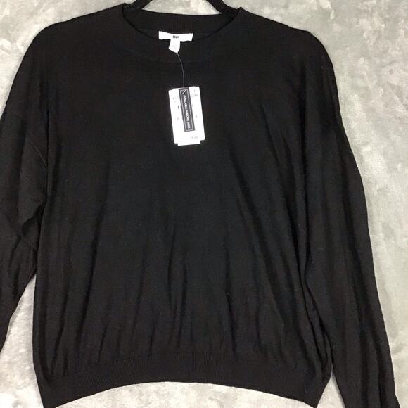 BP Black Sweater Long Sleeve Size Medium Crew Neck Lightweight Crop Length - Picture 8 of 11